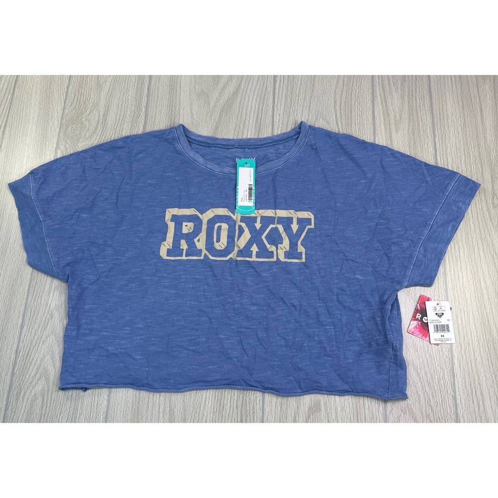 Roxy Uni Top Light Blue Slub Cotton Graphic Crop Tee Womens XS Stitch Fix